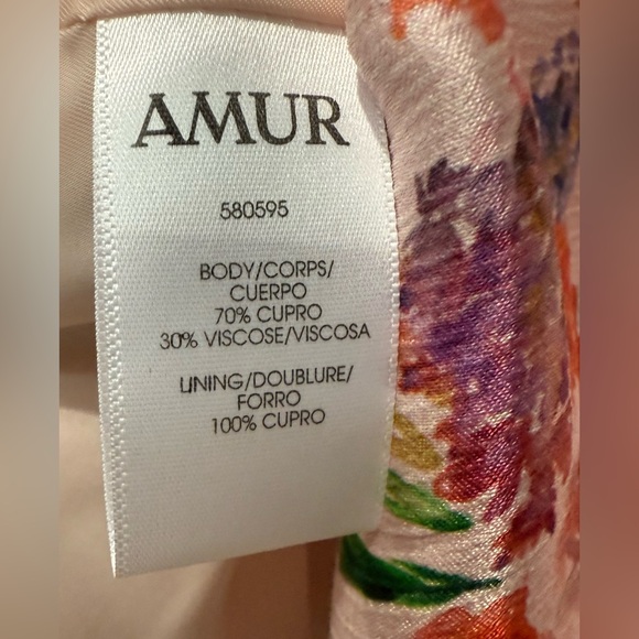 AMUR Betty Off The Shoulder Top / Baby Pink Floral Satin Blouse Size Large‎ $339 - Picture 8 of 8